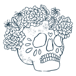 Flowered skulls to commemorate the Day of the Dead PNG Design