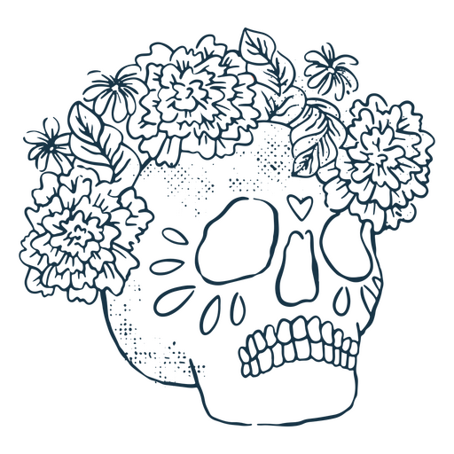 Calaveras floreadas para conmemorar el Día de Muertos Diseño PNG