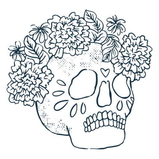 Flowered skulls to commemorate the Day of the Dead PNG Design