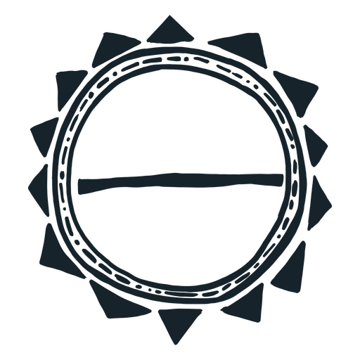 Black circle with a sun in the middle PNG Design