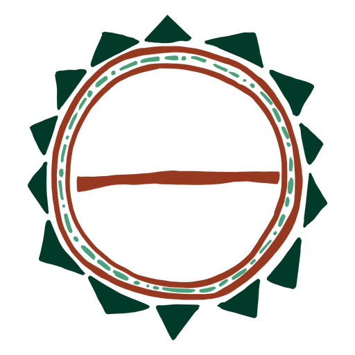 Círculo con diseño rojo, verde y marrón. Diseño PNG