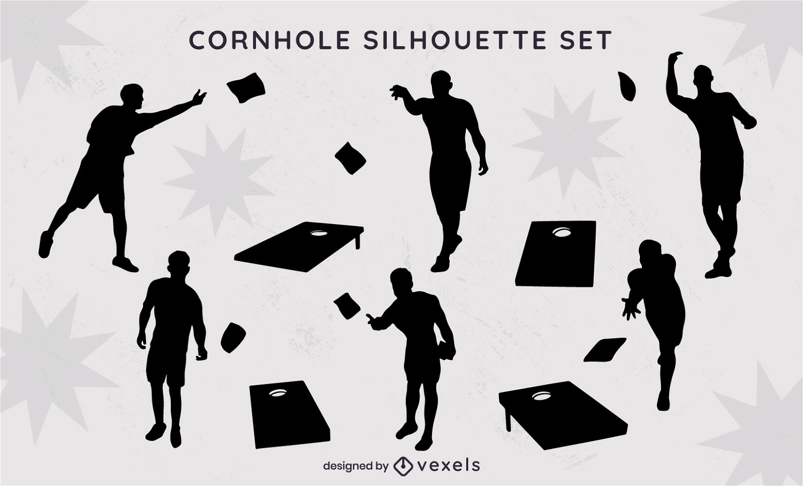 Cornhole sport silhouettes set
