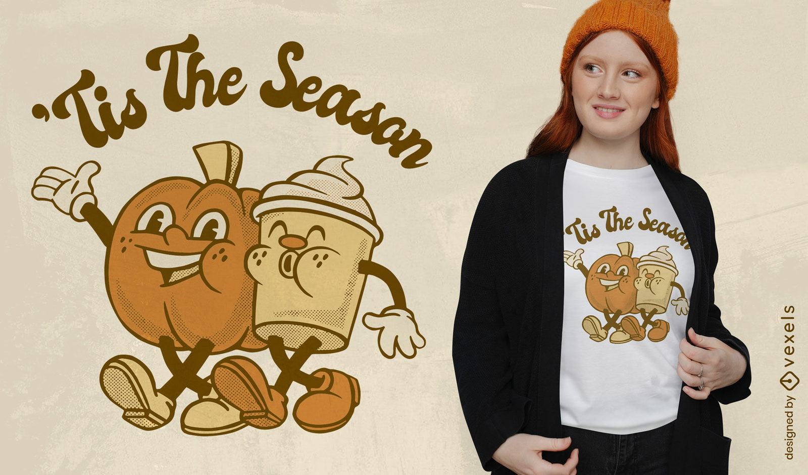 Diseño de camiseta de otoño con leche de calabaza.