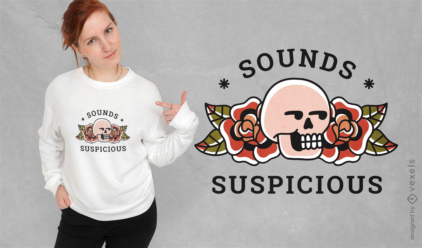 Sounds suspicious skull t-shirt design