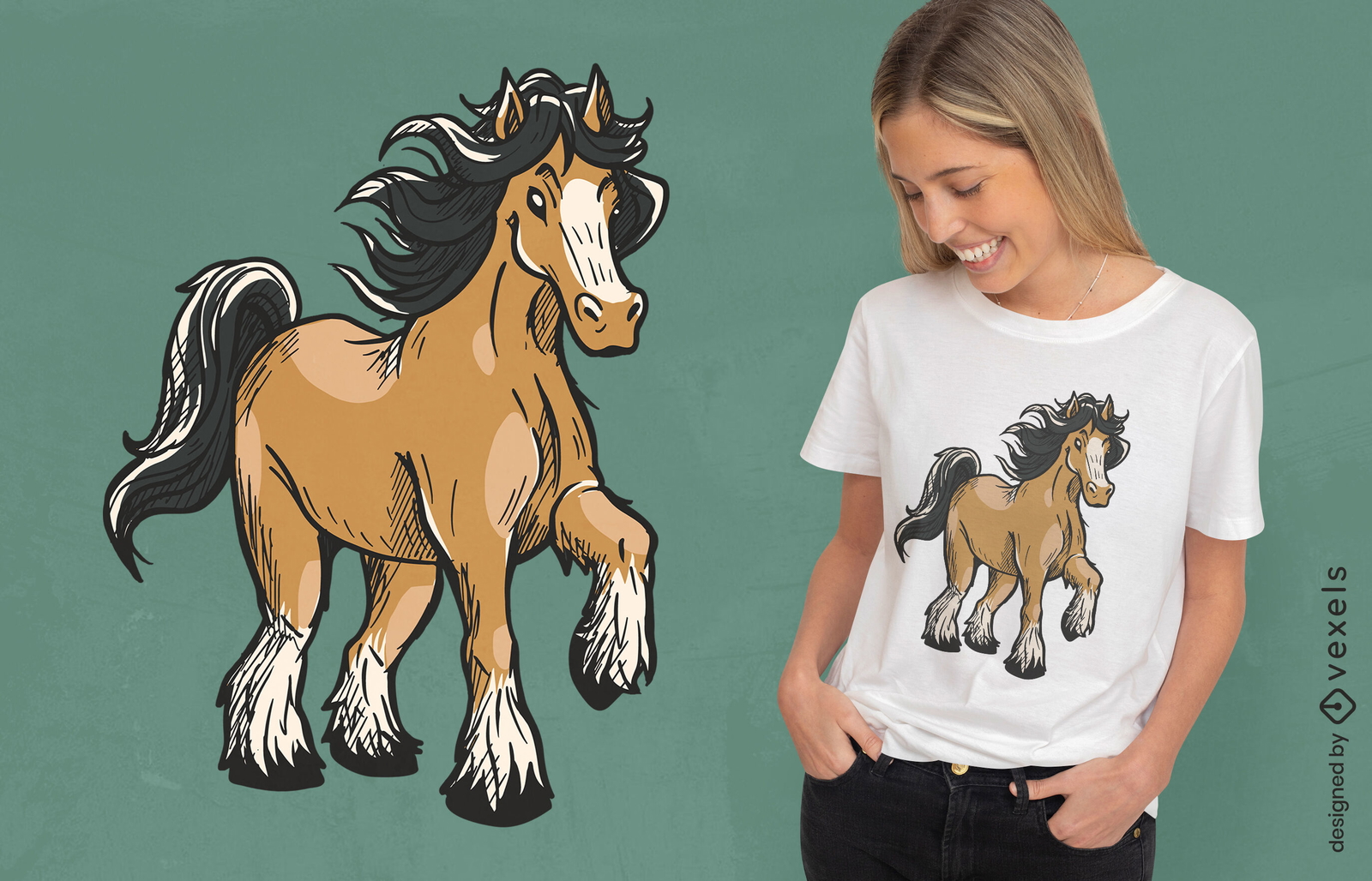 Diseño de camiseta de caballo Clydesdale