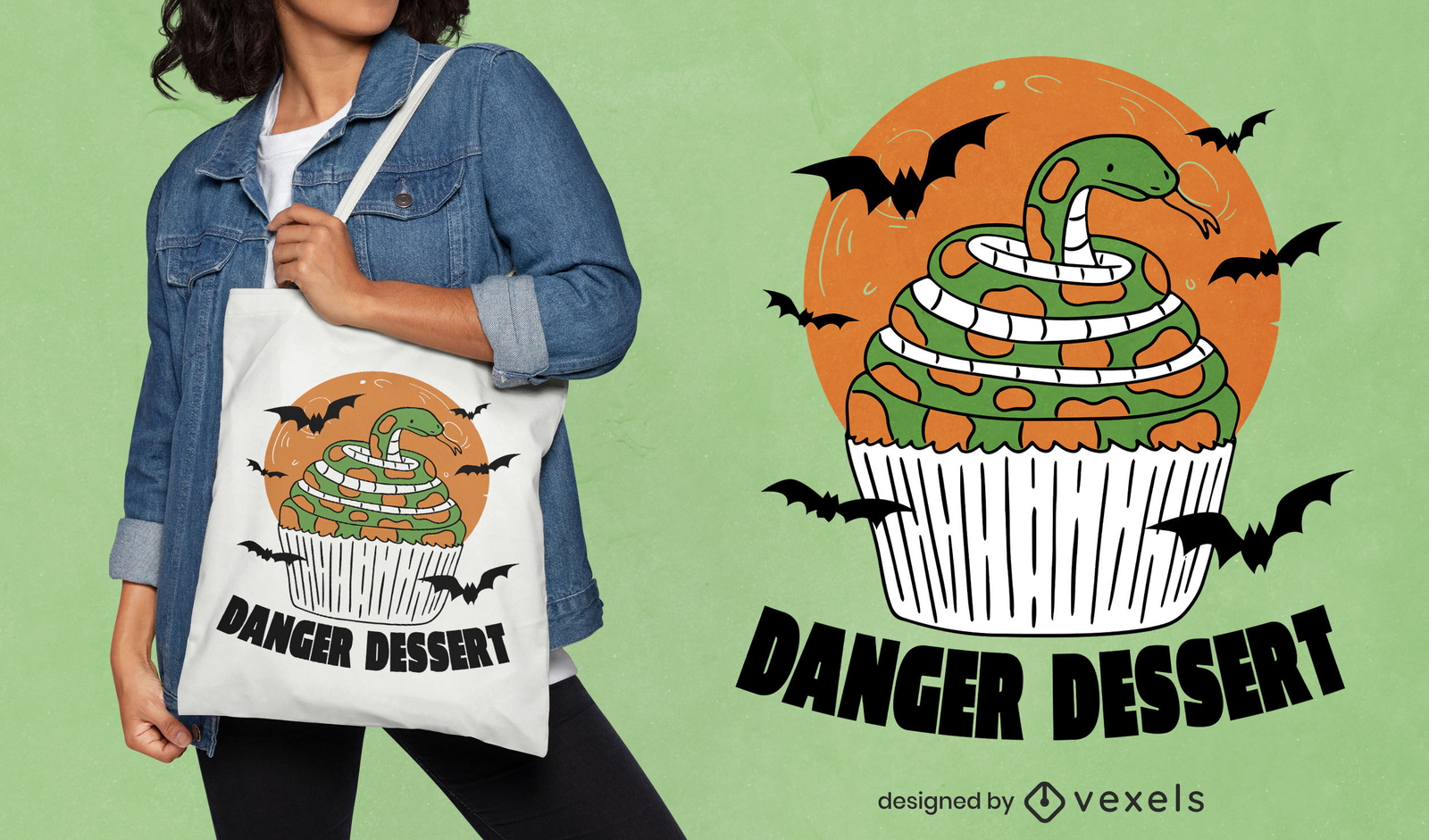 Diseño de bolso tote halloween animal serpiente