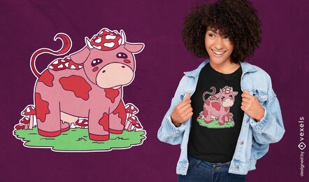 Kawaii toadstool cow t-shirt design