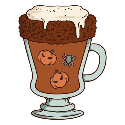 Gingerbread pumpkin spice drink for Halloween PNG Design