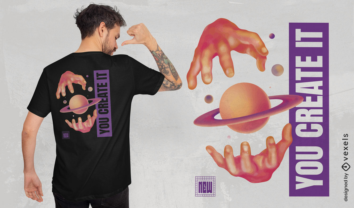 Design de camiseta de mãos de Saturno