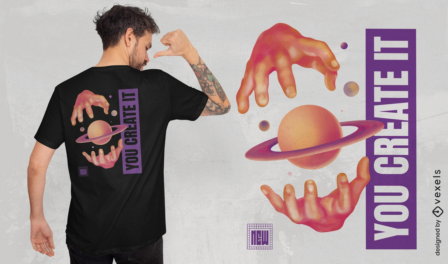 Saturn hands t-shirt design