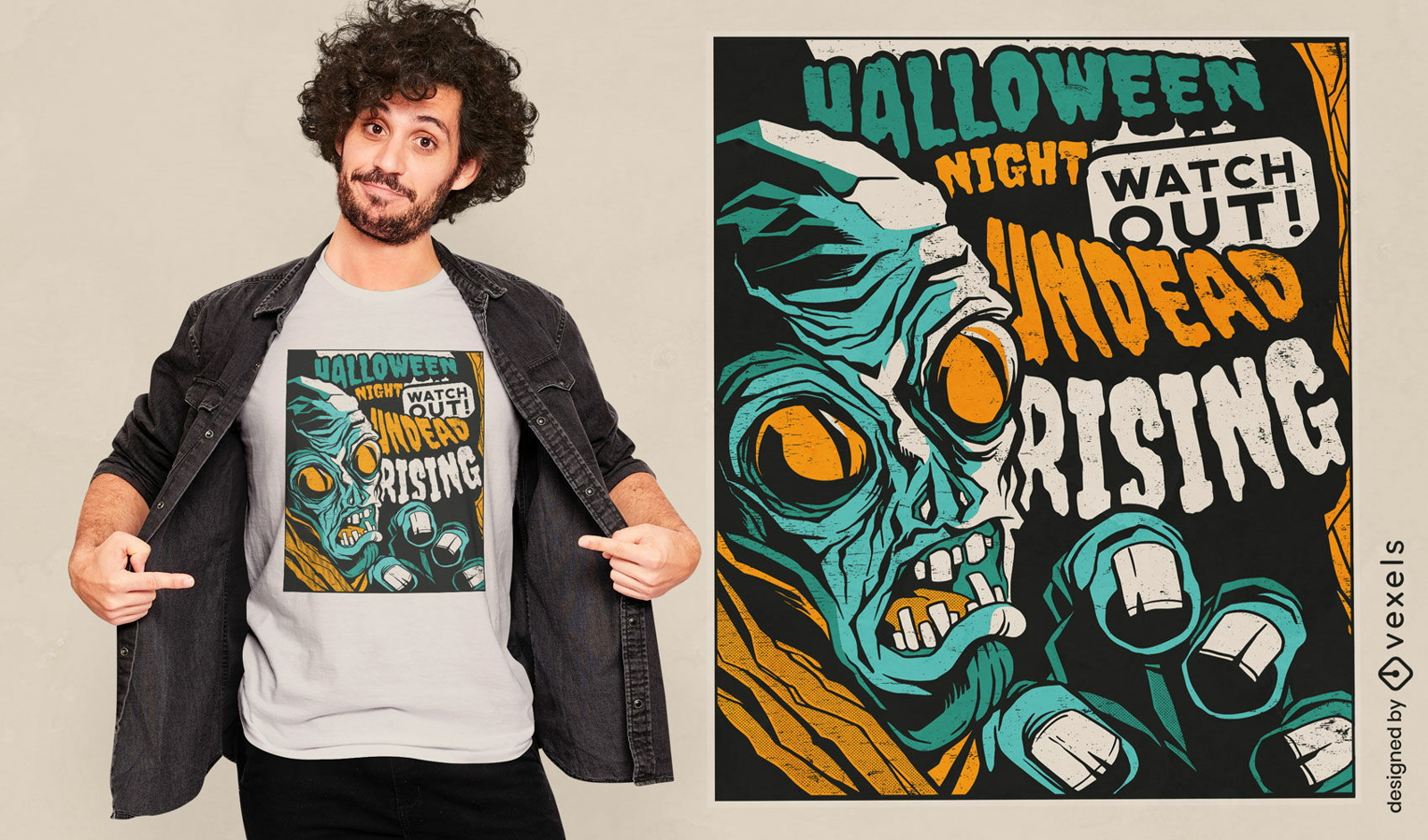 Vintage halloween monster t-shirt design