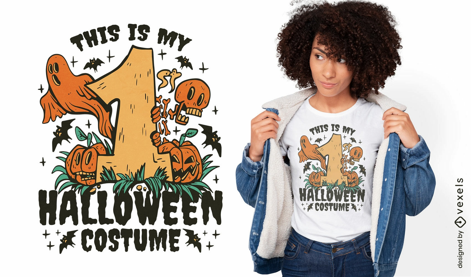 Primer dise?o de camiseta espeluznante de disfraces de halloween.