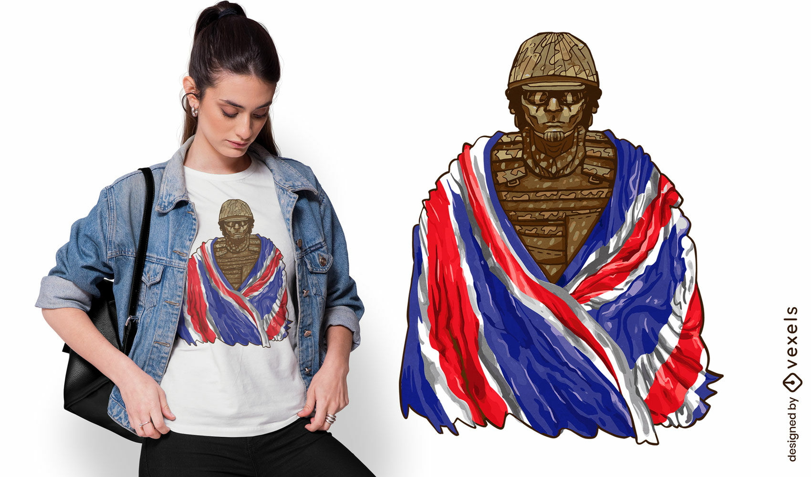 Soldado britânico com design de t-shirt de bandeira