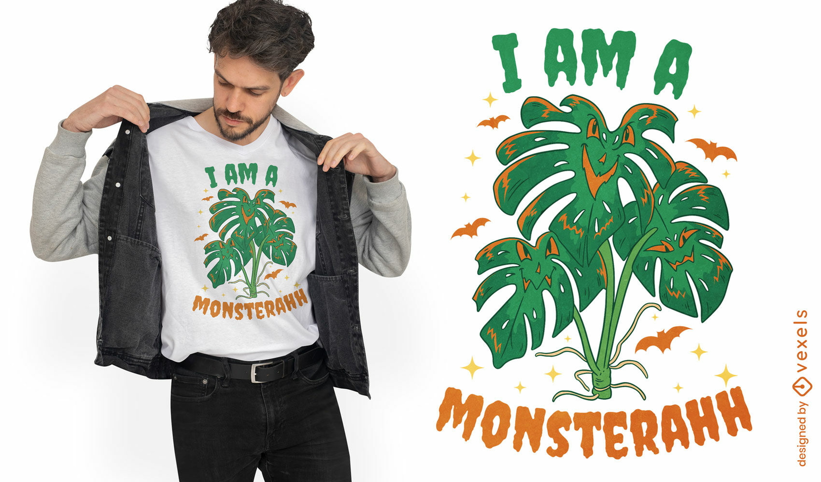 Design de camiseta de plantas de férias de Halloween