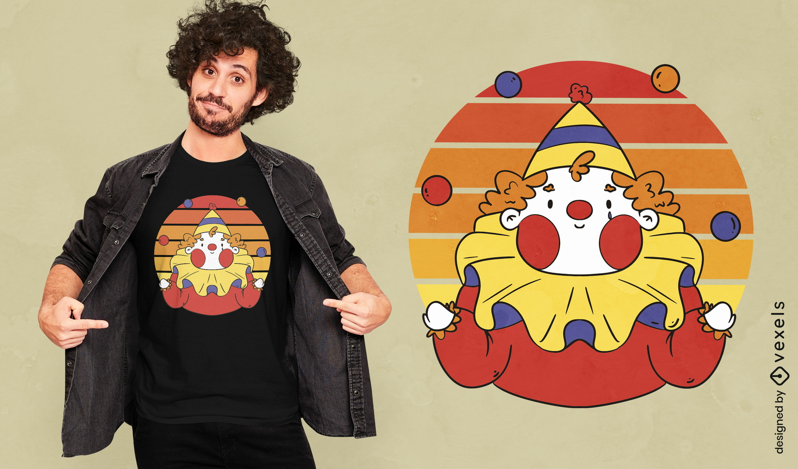 Diseño de camiseta de malabarismo de payaso de dibujos animados