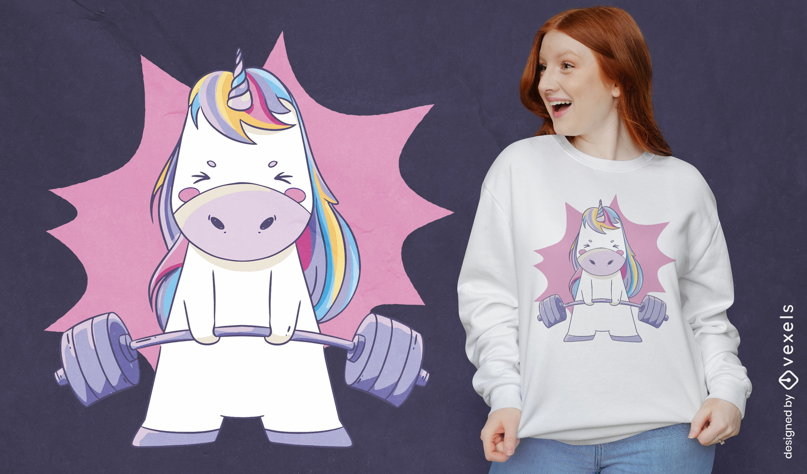 Lindo diseño de camiseta de levantamiento de pesas de unicornio