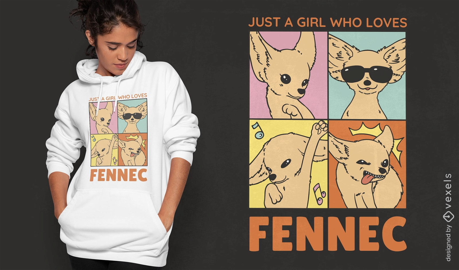 Design de camiseta de emoções engraçadas de raposa selvagem