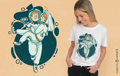 Astronaut couple in love t-shirt design