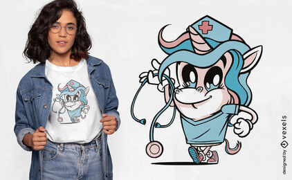 Krankenschwester-Einhorn-Kreatur-T-Shirt-Design