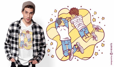 Cartoon boys in love t-shirt design