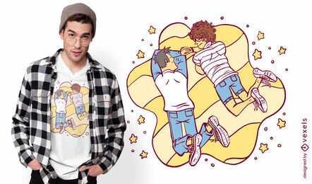 Garotos de desenho animado apaixonados por design de camiseta