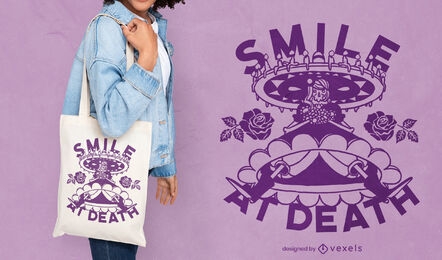 Smile at death Mexican skeleton tote bag design