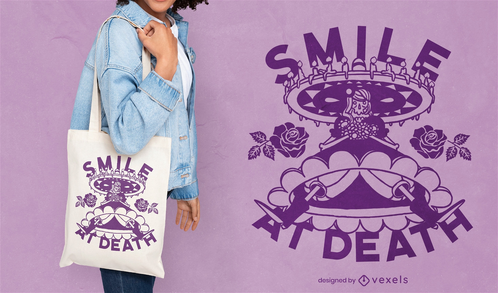 Smile at Death Mexikanische Skelett-Einkaufstaschen-Design