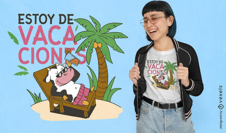 Animal de vaca no design de camiseta de praia