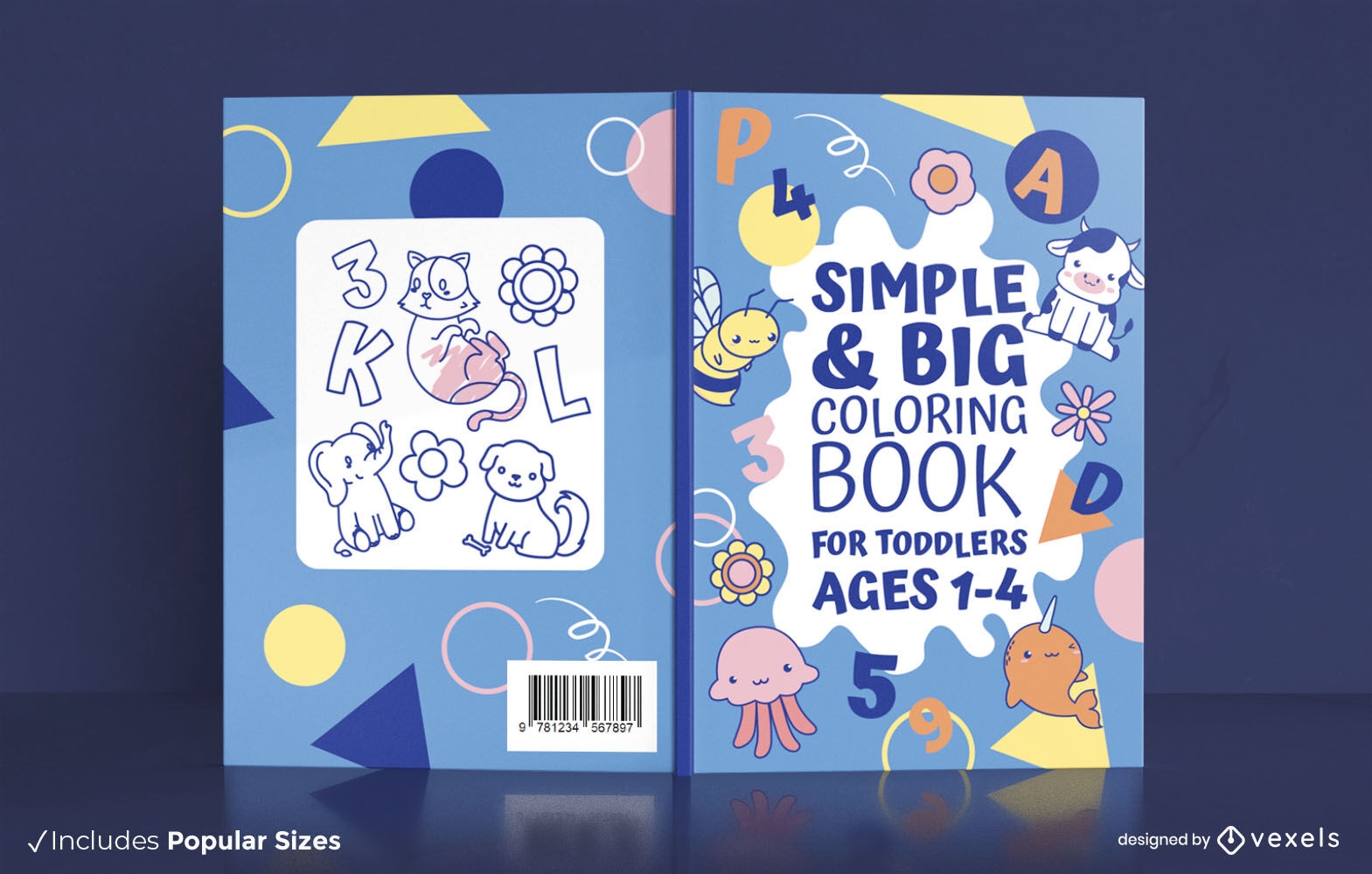 Cute animals and shapes book cover design