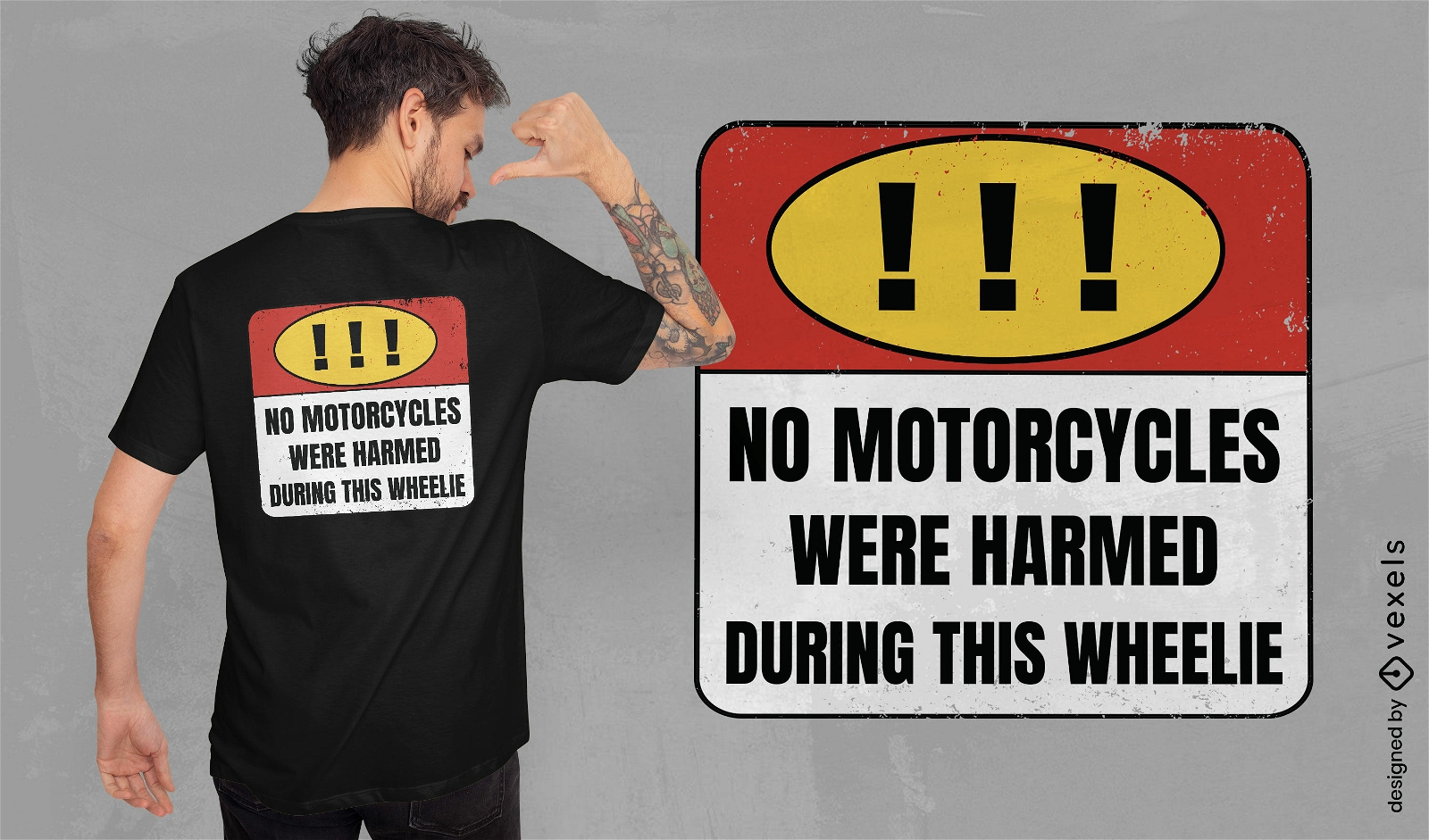 Divertido diseño de camiseta de señal de advertencia de motocicleta