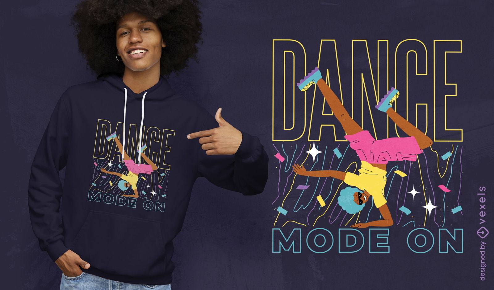 Design de camiseta de dançarina de breakdance