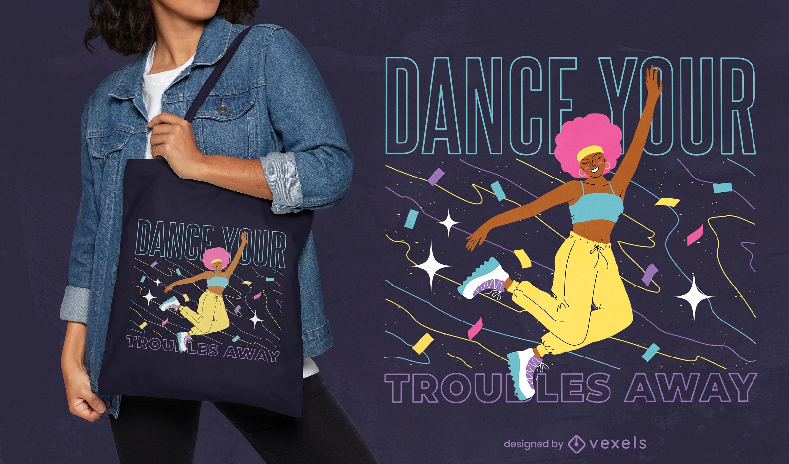 Dance your troubles away tote bag design