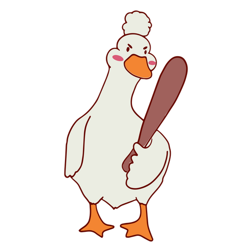 Goose holding a baseball bat PNG Design