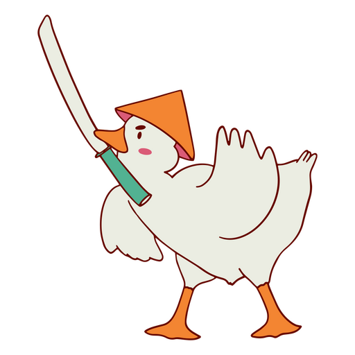 Goose holding a sword PNG Design