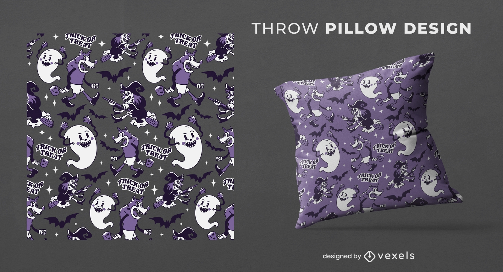 design de travesseiro de personagens de halloween