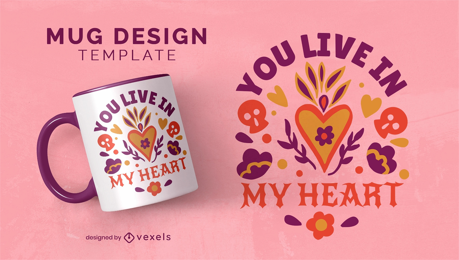 Day of the Dead heart quote mug design