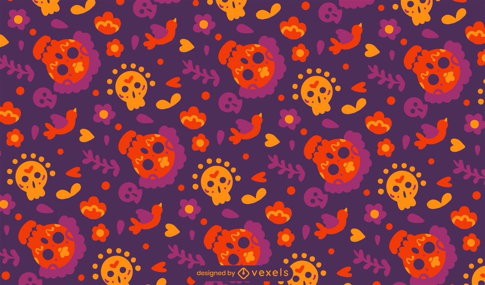 Catrina and skull floral pattern design