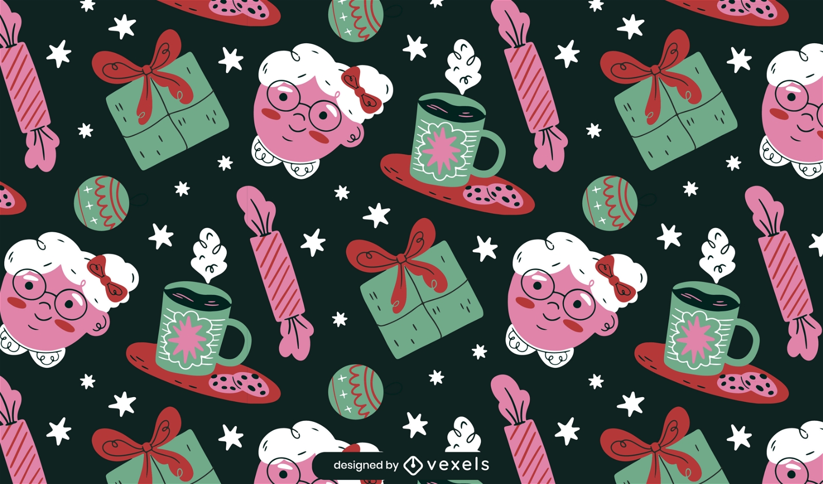 Christmas grandma pattern design