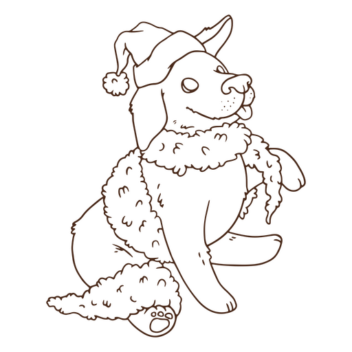 Adorable Xmas dog wearing a festive garland PNG Design