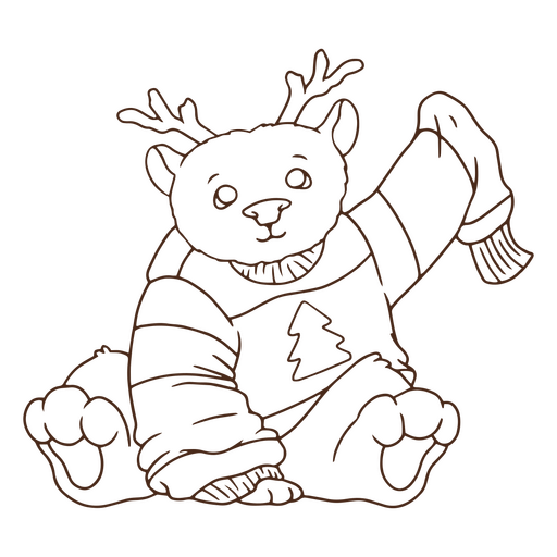 Adorable bear in a reindeer Xmas costume PNG Design