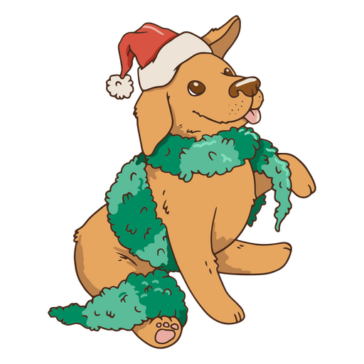 Adorável cachorro de Natal usando uma guirlanda festiva Desenho PNG