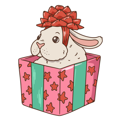 Süßes Kaninchen in einer Weihnachtsgeschenkbox PNG-Design