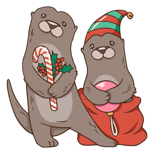Cute Christmas otters PNG Design