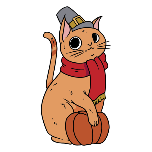 Adorável gato vestindo roupas de inverno Desenho PNG