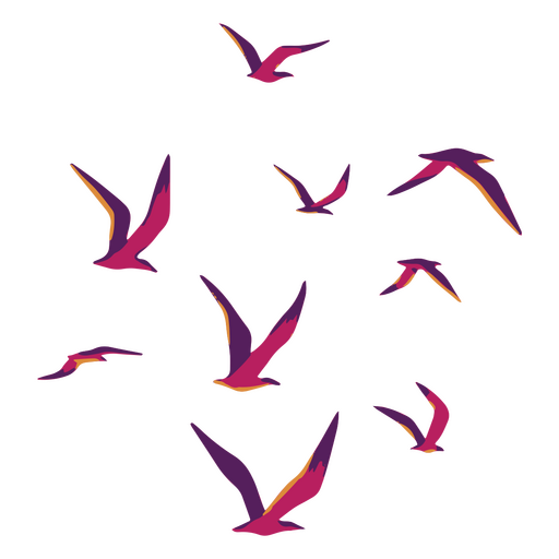 A flock of migratory birds soaring in the sky PNG Design