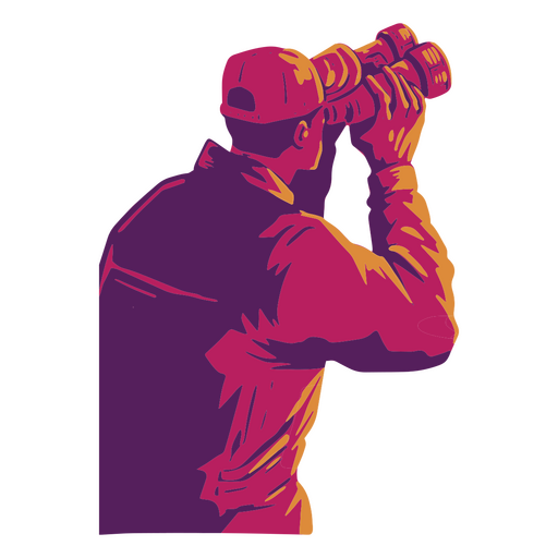 Man watching with binoculars PNG Design