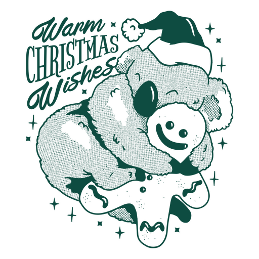 Adorável coala de Natal abraçando um biscoito de gengibre Desenho PNG