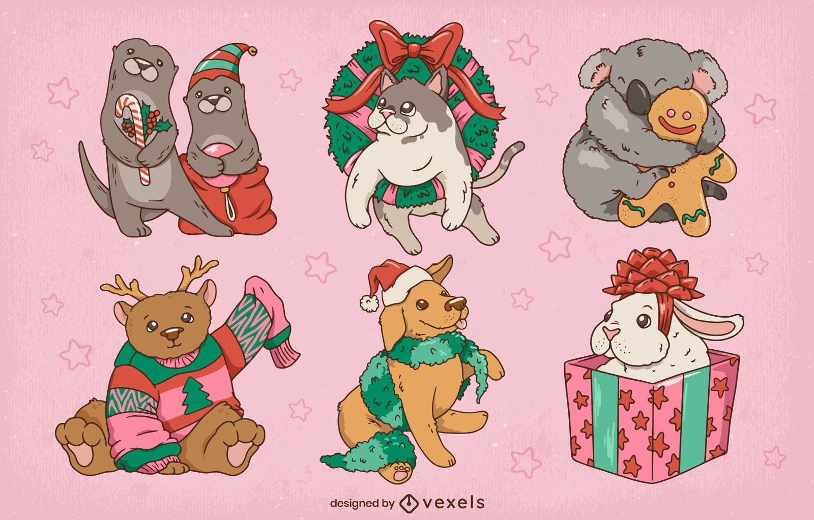 Animais de natal adorável conjunto de férias