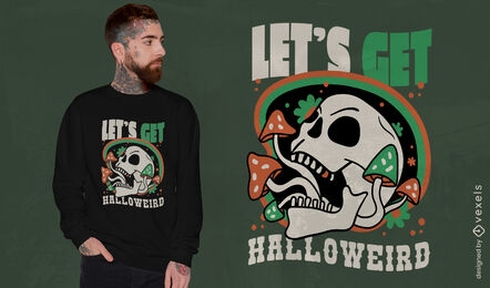 Halloweird trippy skull t-shirt design