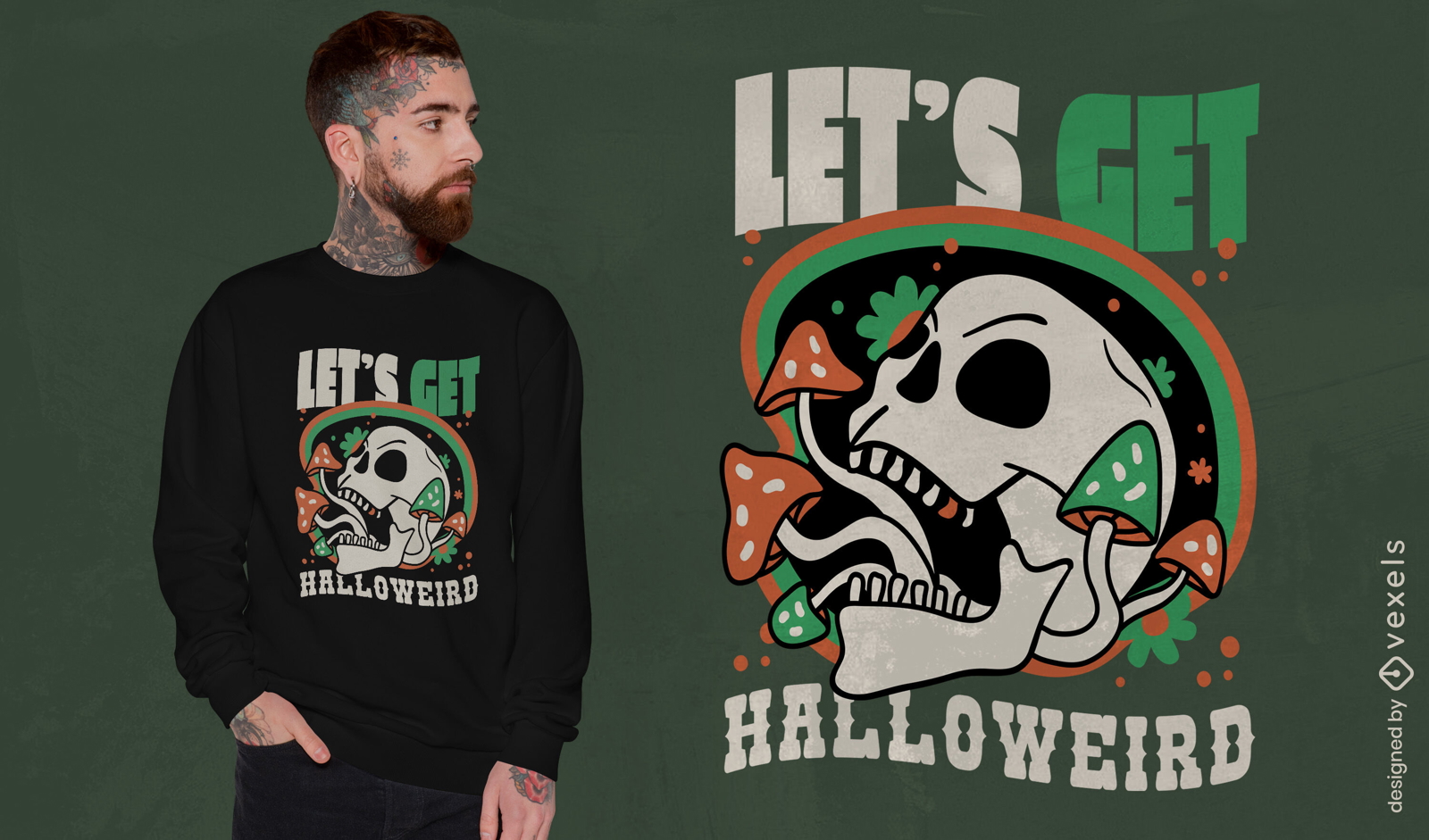 Halloweird trippy Sch?del-T-Shirt-Design